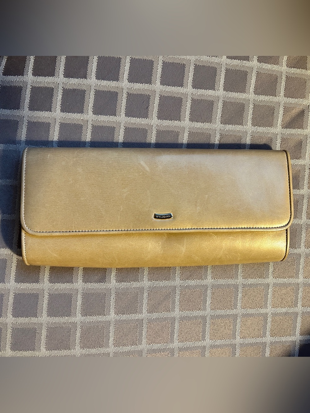 Vintage St. John Metallic Gold Leather Fold-Over Clutch